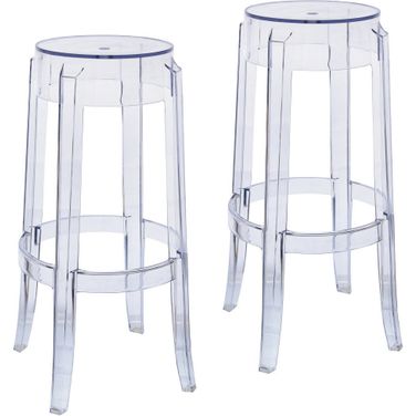 Averill Plastic Barstool Set of 2 In Clear
