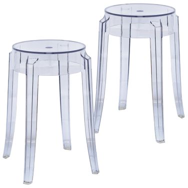 Averill Plastic Dining Stool Set of 2 In Clear