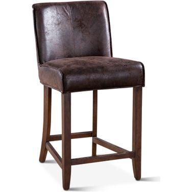Avery Counter Chair In Dark Brown Leather with Matte Brown Legs