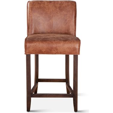 Avery Counter Chair In Tan Leather with Matte Brown Legs