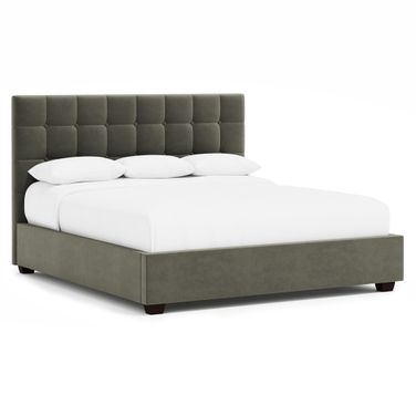 Avery Fabric King Panel Bed In Dark Grey