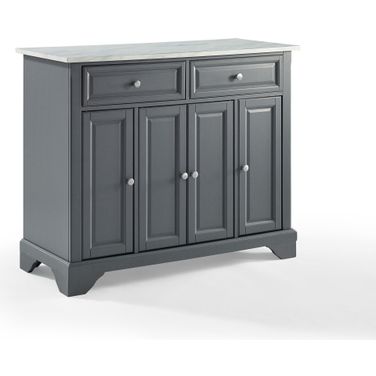Avery Kitchen Island In Distressed Gray and White Marble