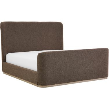 Avery Polyester Blend with Solid Wood and Brushed Smoke River Stone Grey King Bed In Brown