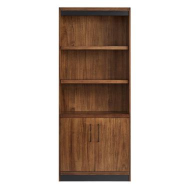 Avery Wood Lower Doors Bookcase In Rich Medium Brown