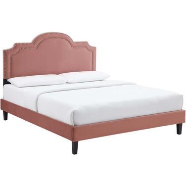 Aviana Performance Velvet King Bed In Dusty Rose