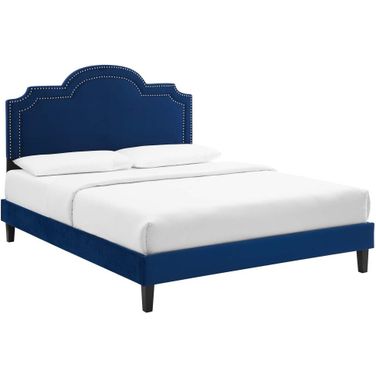 Aviana Performance Velvet King Bed In Navy