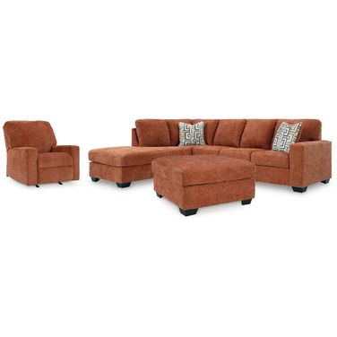 Aviemore 2-Piece Sectional with Chaise, Recliner and Ottoman In Spice
