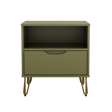 Avira 20 Inch 1-Drawer Nightstand In Olive Green