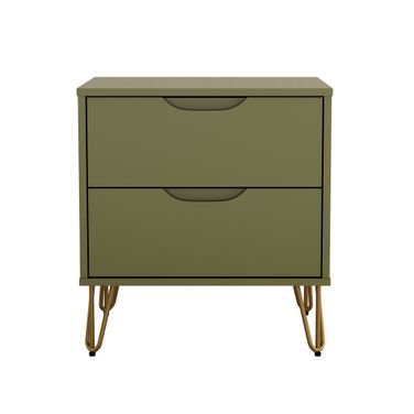 Avira 20 Inch 2-Drawer Nightstand In Olive Green