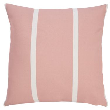 Avira Ox Bay Hand-Woven Stripe Yarn Pillow Cover In Off White and Pink