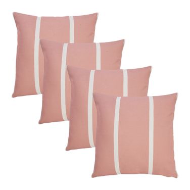 Avira Simple Double Stripe Indoor/Outdoor Throw Pillow Set of 4 In Off White and Pink