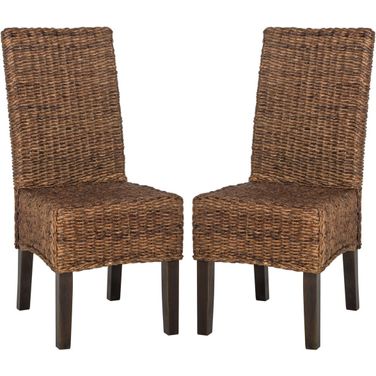 Avita Brown Wicker Dining Chair Set of 2