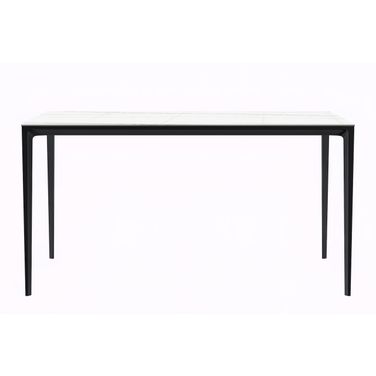 Avo 62 Inch Dining Table with Sintered Stone Top In Black and White/Gold