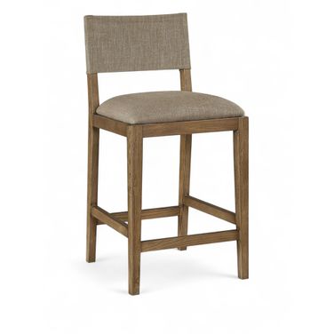 Avon Linen Textured Performance Fabric Upholstered Counter Stool In Brown and Stained Walnut