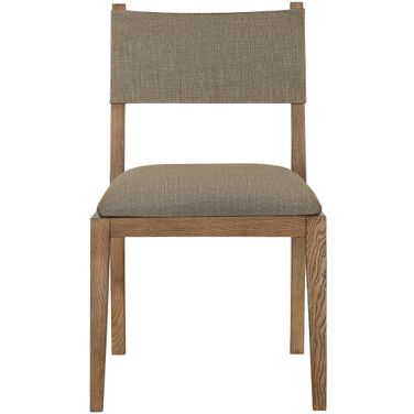 Avon Linen Textured Performance Fabric Upholstered Dining Side Chair Set of 2 In Brown and Stained Walnut