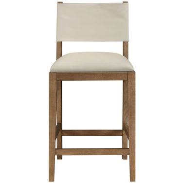 Avon Vegan Leather Counter Stool In Beige and Stained Walnut
