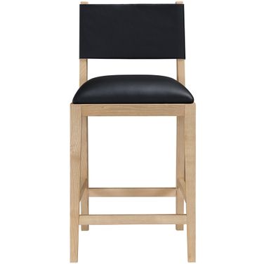 Avon Vegan Leather Counter Stool In Black and Stained Natural