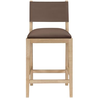 Avon Vegan Leather Counter Stool In Brown and Stained Natural