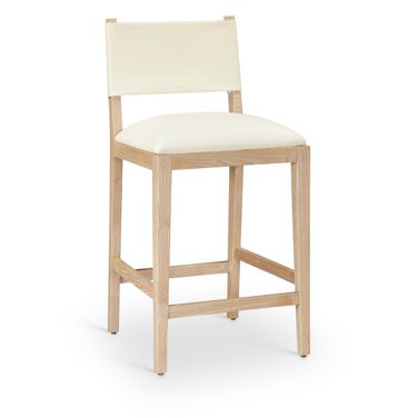 Avon Vegan Leather Counter Stool In Cream and Stained Natural