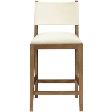 Avon Vegan Leather Counter Stool In Cream and Stained Walnut