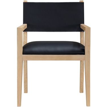 Avon Vegan Leather Dining Arm Chair In Black and Stained Natural