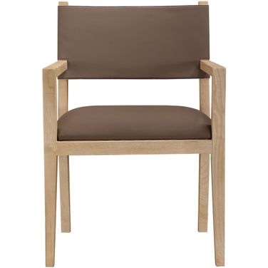 Avon Vegan Leather Dining Arm Chair In Brown and Stained Natural