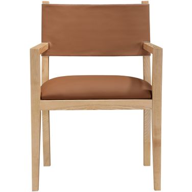 Avon Vegan Leather Dining Arm Chair In Cognac and Stained Natural