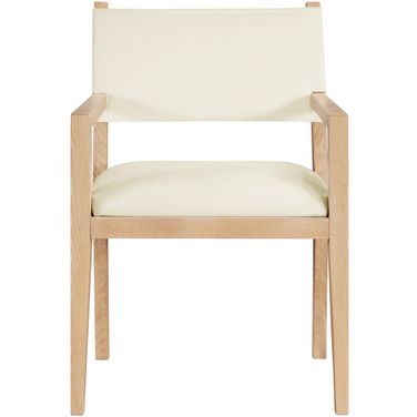 Avon Vegan Leather Dining Arm Chair In Cream and Stained Natural