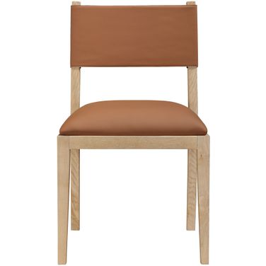 Avon Vegan Leather Dining Side Chair Set of 2 In Cognac and Stained Natural