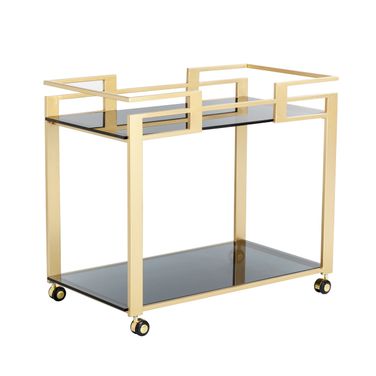 Avondale Bar Cart In Smoked and Gold