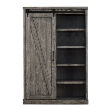 Avondale Rustic Barn Door Bookcase In Gray