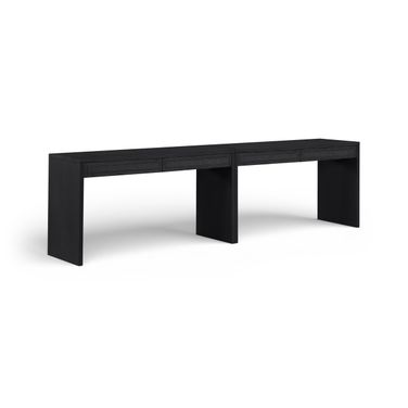 Avro Solid Wood and Oak Veneer 2-Piece Desk In Black