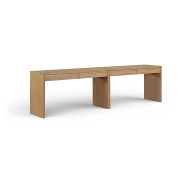 Avro Solid Wood and Oak Veneer 2-Piece Desk In Natural