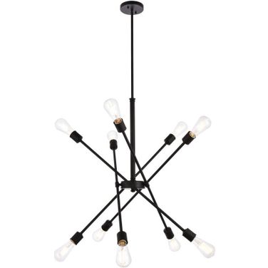 Axel 10 Lights Black Pendant With Hanging Rod