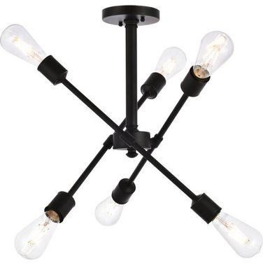 Axel 6 Lights Black Flushmount