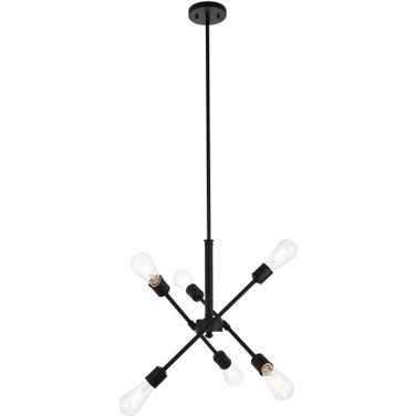 Axel 6 Lights Black Pendant With Hanging Rod