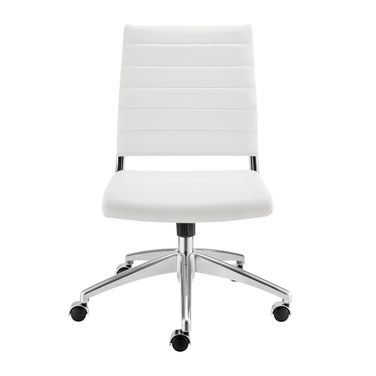 Axel Armless Low Back Office Chair In White and Aluminum