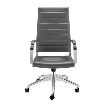Axel High Back Office Chair In Gray and Aluminum