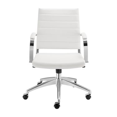Axel Low Back Office Chair In White and Aluminum