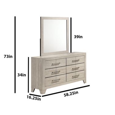Axel MDF Solid Wood Dresser with Mirror in Rustic Gray Oak