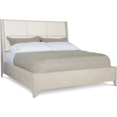 Axiom Queen Upholstered Panel Bed with Wooden Footboard and Side Rails