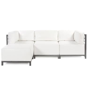 Axis 4 Piece Sectional Atlantis Titanium Frame In White