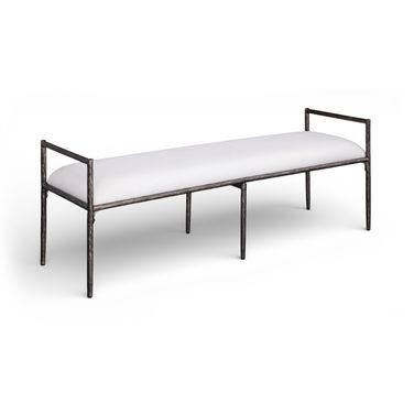 Axis Linen Textured Fabric Upholstered Bench In Cream