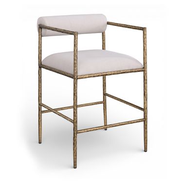 Axis Linen Textured Fabric Upholstered Counter Stool Set of 2 In Beige