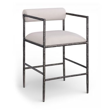 Axis Linen Textured Fabric Upholstered Counter Stool Set of 2 In Beige