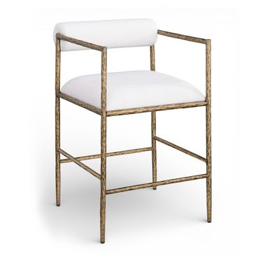 Axis Linen Textured Fabric Upholstered Counter Stool Set of 2 In Cream