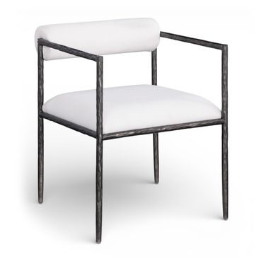 Axis Linen Textured Fabric Upholstered Dining Chair Set of 2 In Cream