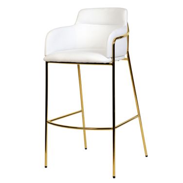 Axis Modern Gold Bar Height Chair In White