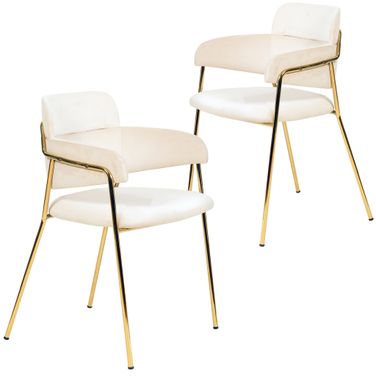 Axis Modern Gold Dining Chair Set of 2 In Beige