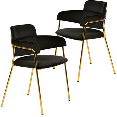 Axis Modern Gold Dining Chair Set of 2 In Black